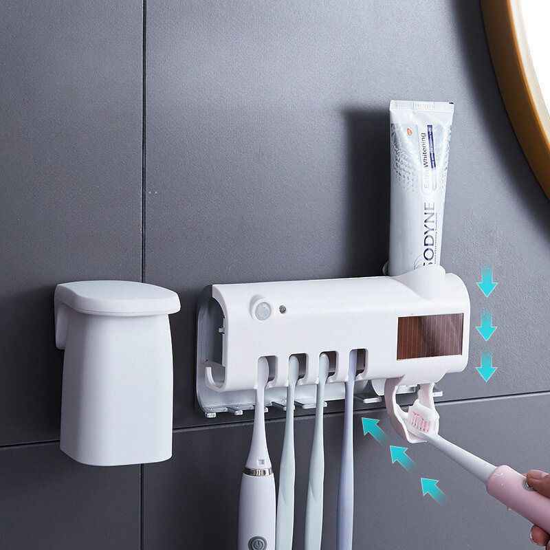 Toothbrush Holder with Toothpaste Dispenser