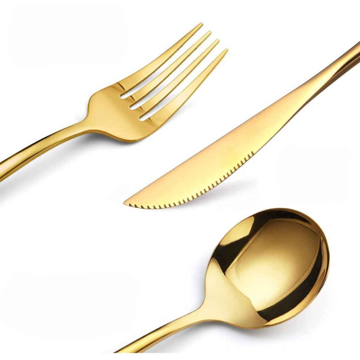 Gold Stainless Steel Cutlery Set - 24-Piece Kit