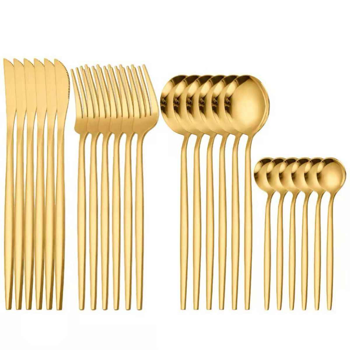 Gold Stainless Steel Cutlery Set - 24-Piece Kit