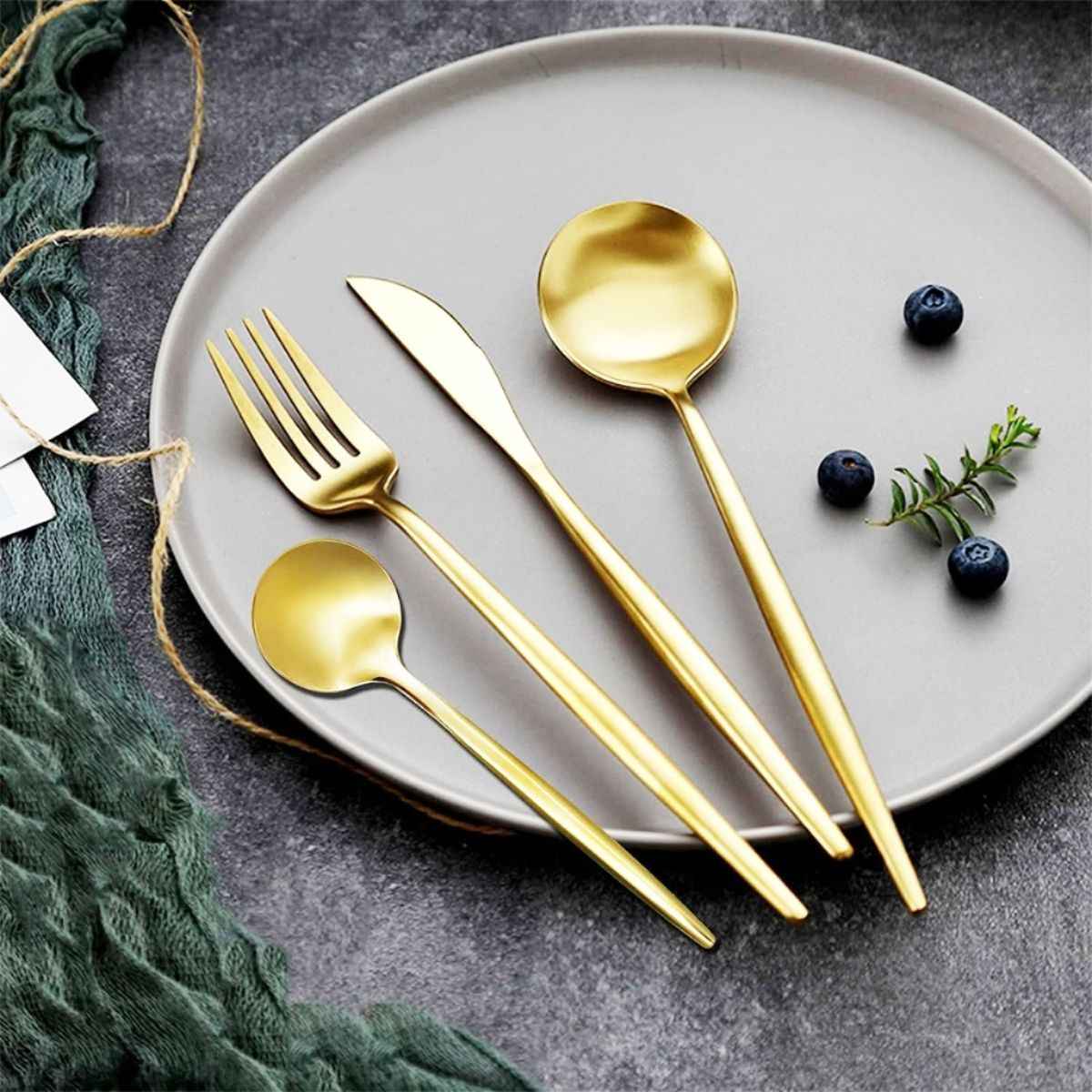 Gold Stainless Steel Cutlery Set - 24-Piece Kit