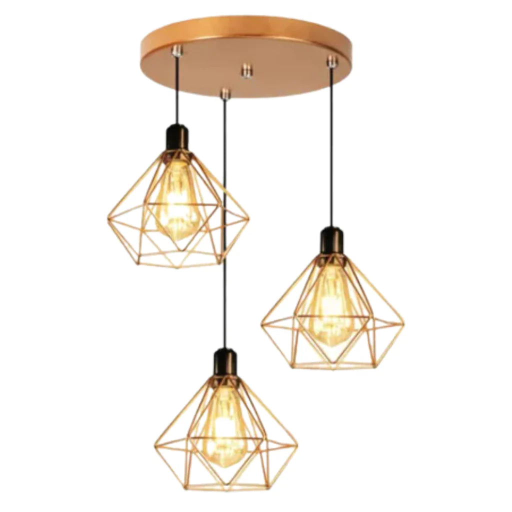 Triple Diamond Wire Pendant Light - Ellegance