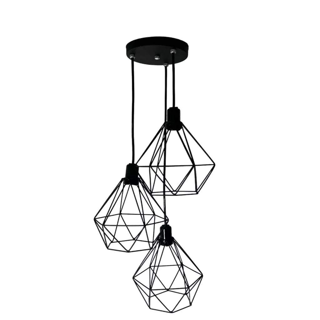 Triple Diamond Wire Pendant Light - Ellegance